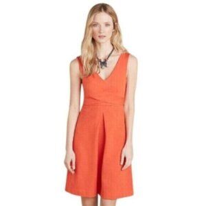 Anthropologie HD In Paris Orange Sleeveless Knee Length A Line Dress